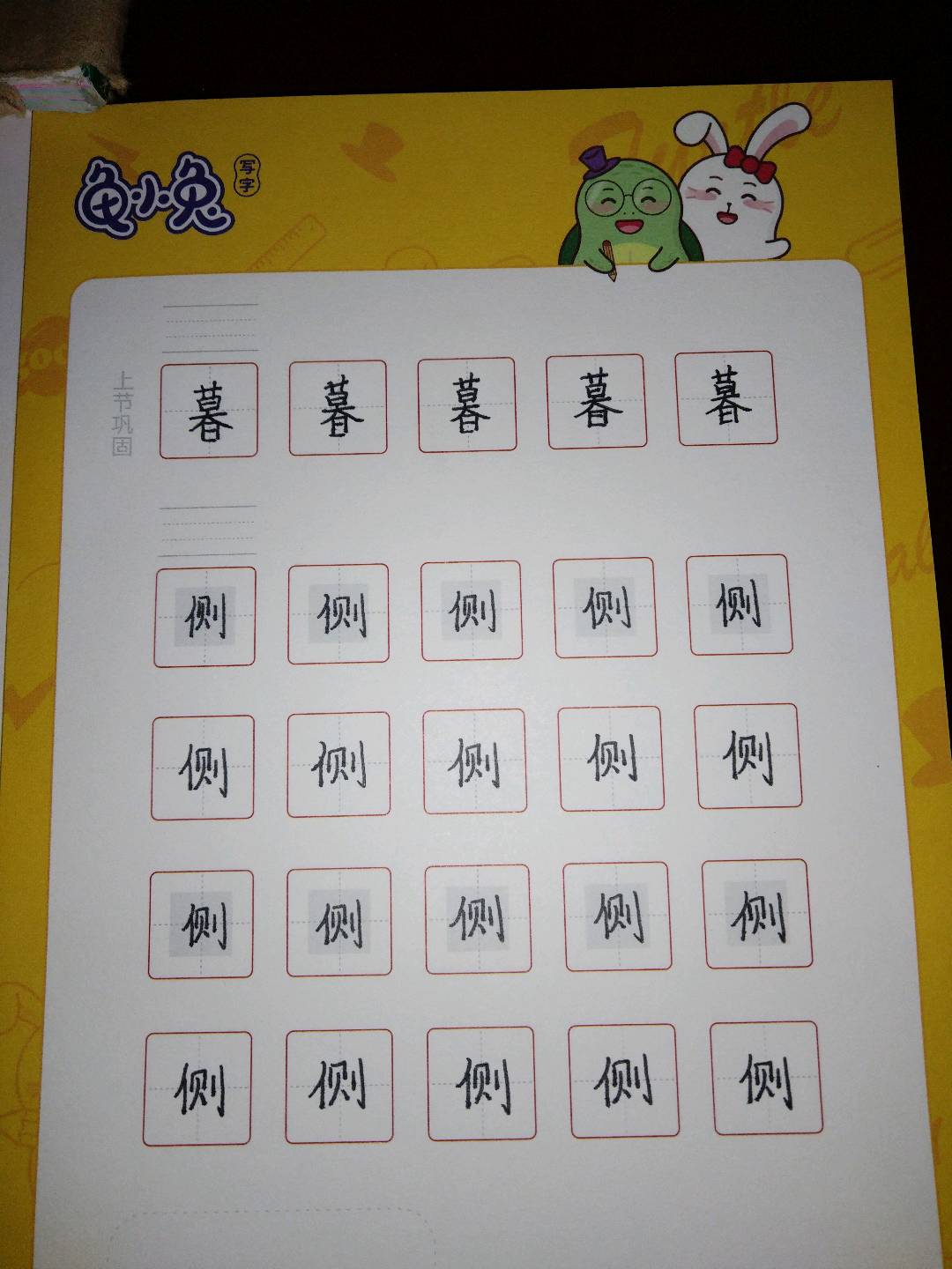 龟小兔写字优秀作品展示：王琛淏/四年级/练字1天